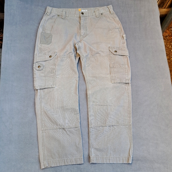 Carhartt double knee tactical steel cargo pants men's size 36W x 30L khaki EUC - Picture 16 of 16